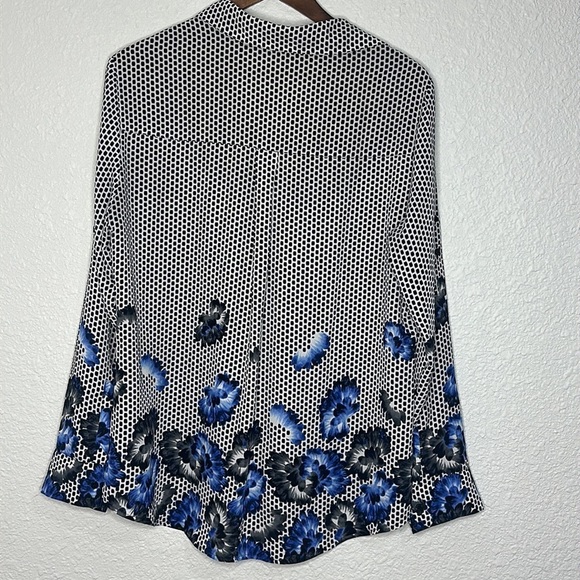 EXPRESS the portofino shirt size large blue floral dots business work office - Picture 6 of 7